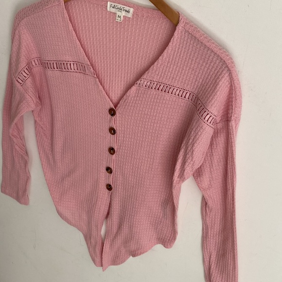 Full circle trends waffle net long sleeve crop top, Size M - Picture 5 of 8